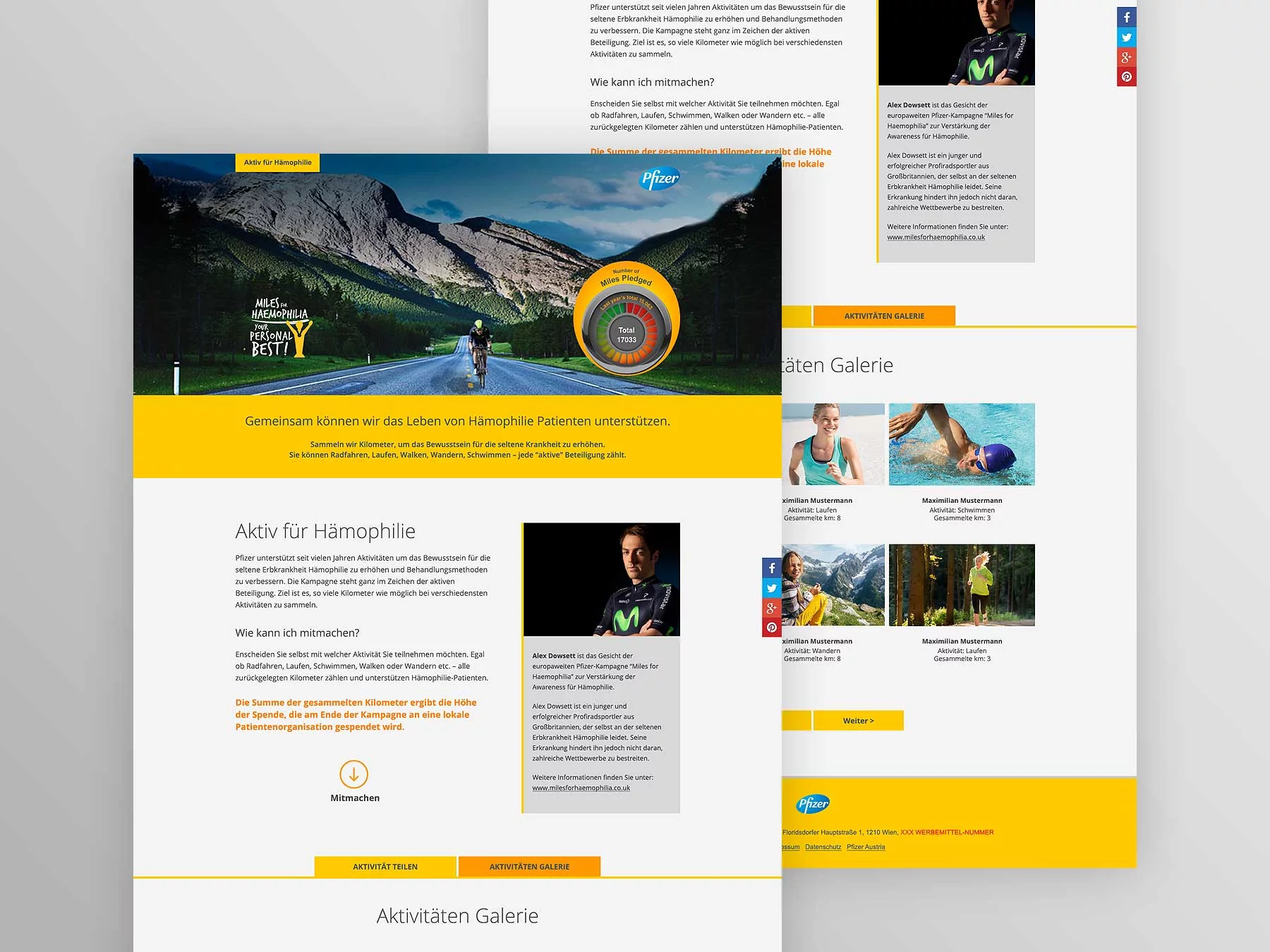 Screenshots Startseite Kampagne Aktiv für Hämophile 2017