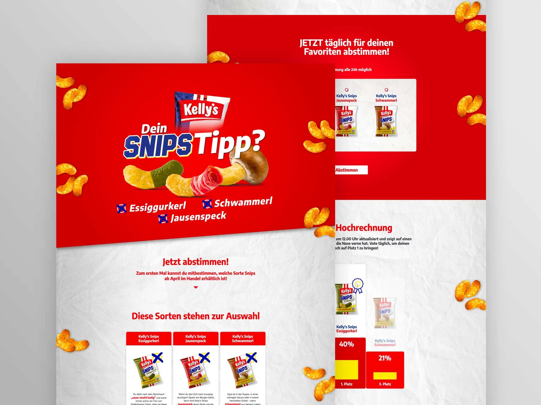 C21, Digitalagentur, Online-Agentur aus Wien, Kunde: Kellys, Snipstipp Kampagne 2024, Screenshots der gesamten Abstimmungsseite