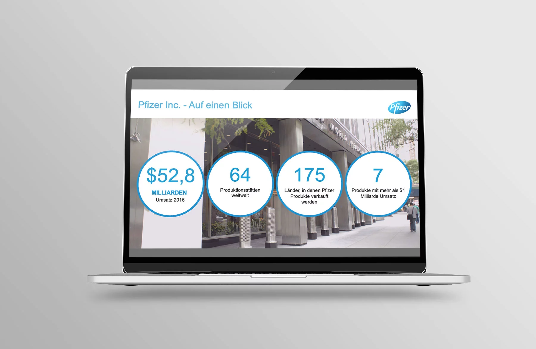 Präsentationsdesign Pfizer 2017 Folie Daten