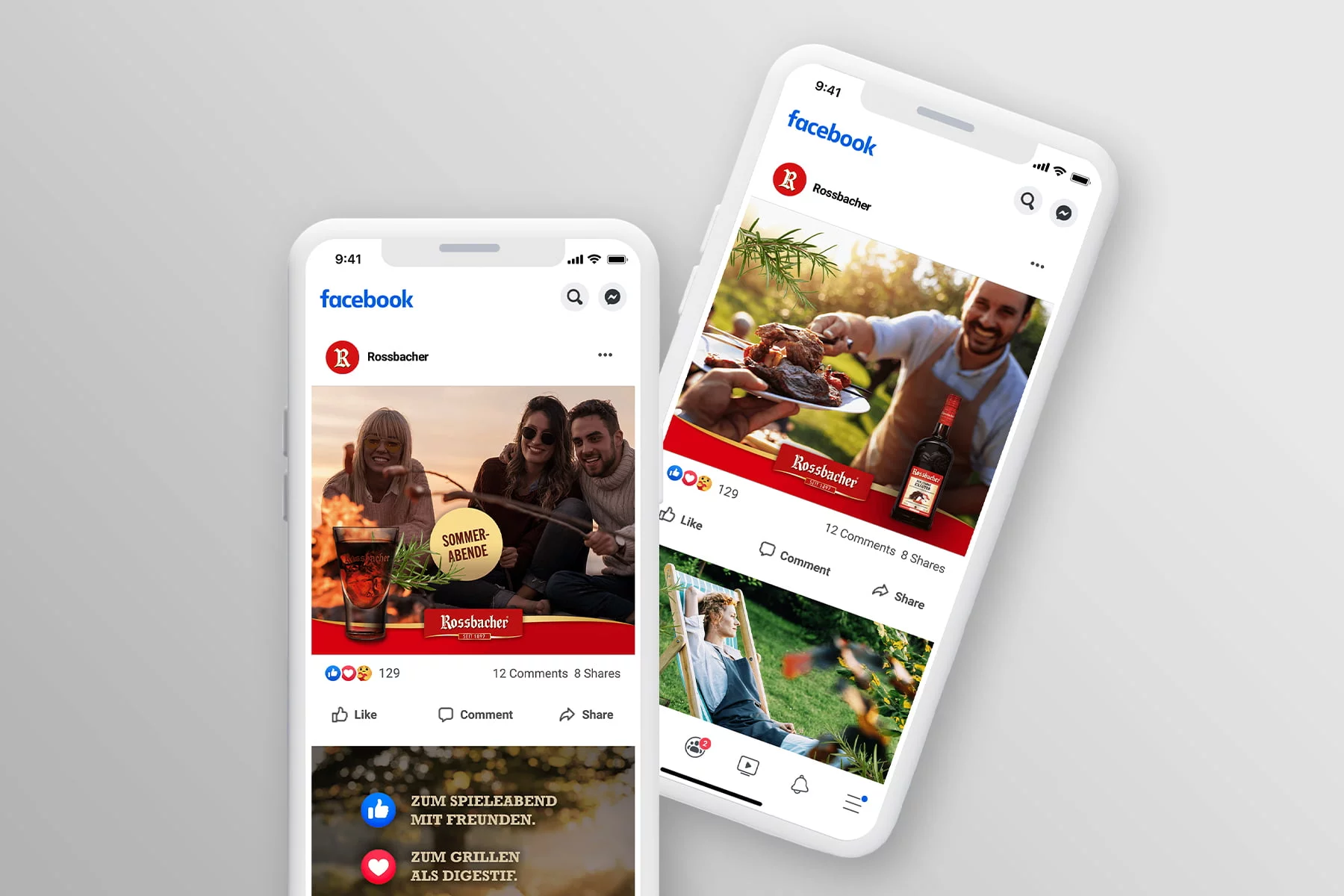Montage Smartphone Ansicht Facebook Feed Rossbacher