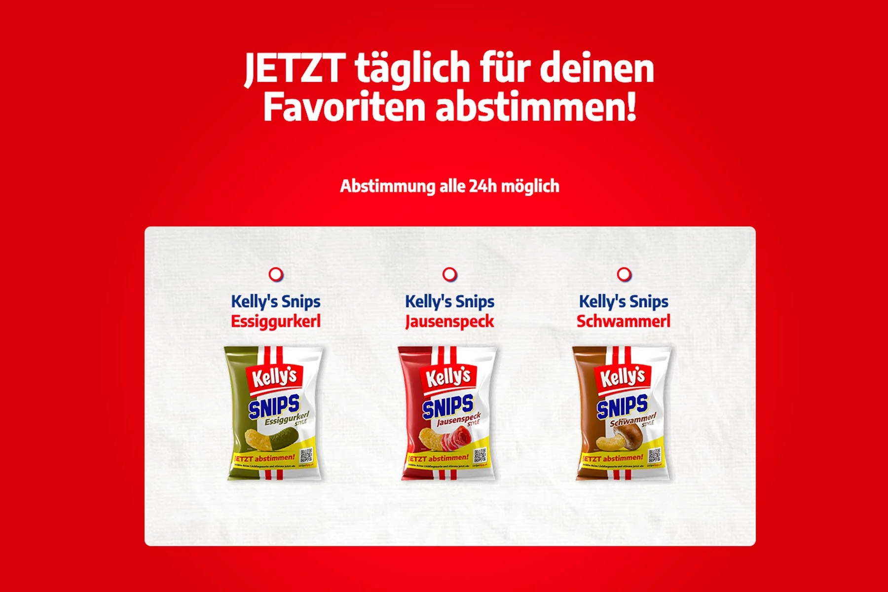 C21, Digitalagentur, Online-Agentur aus Wien,Kunde: Kellys, Screenshot des Abstimmungsformulars bei Snipstipp Kampagne