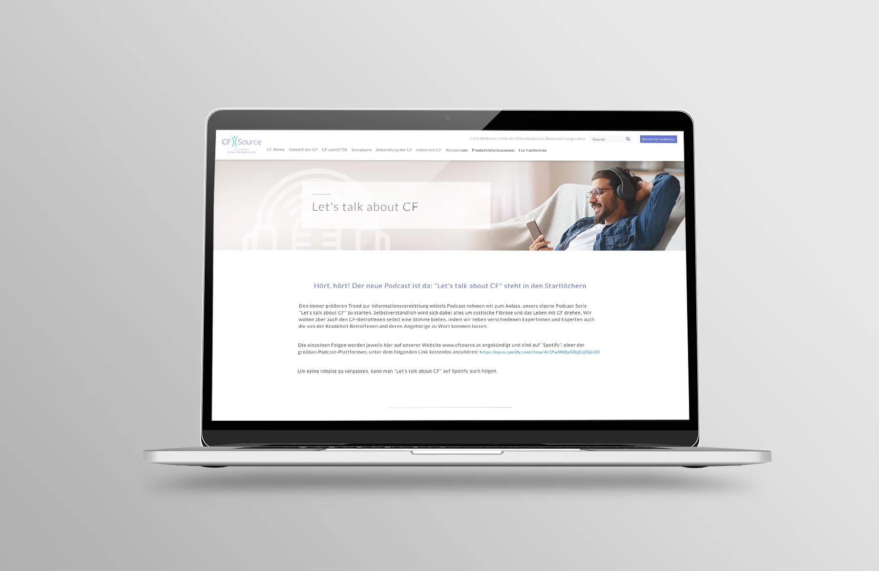 Screenshot der Seite Podcast