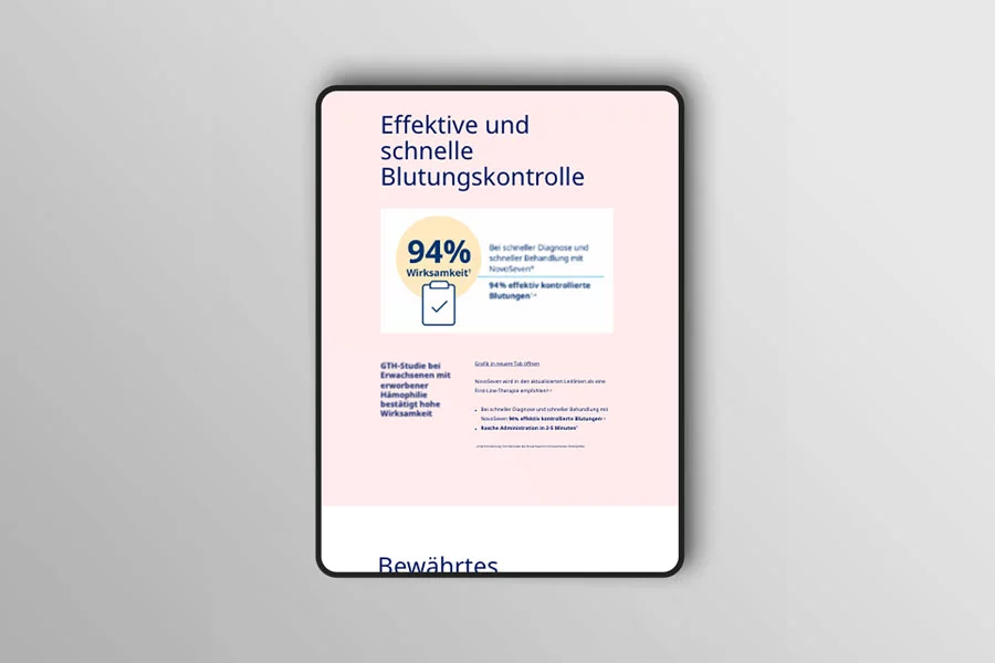 Tablet hoch Ansicht Effektife und schnelle Blutkontrolle