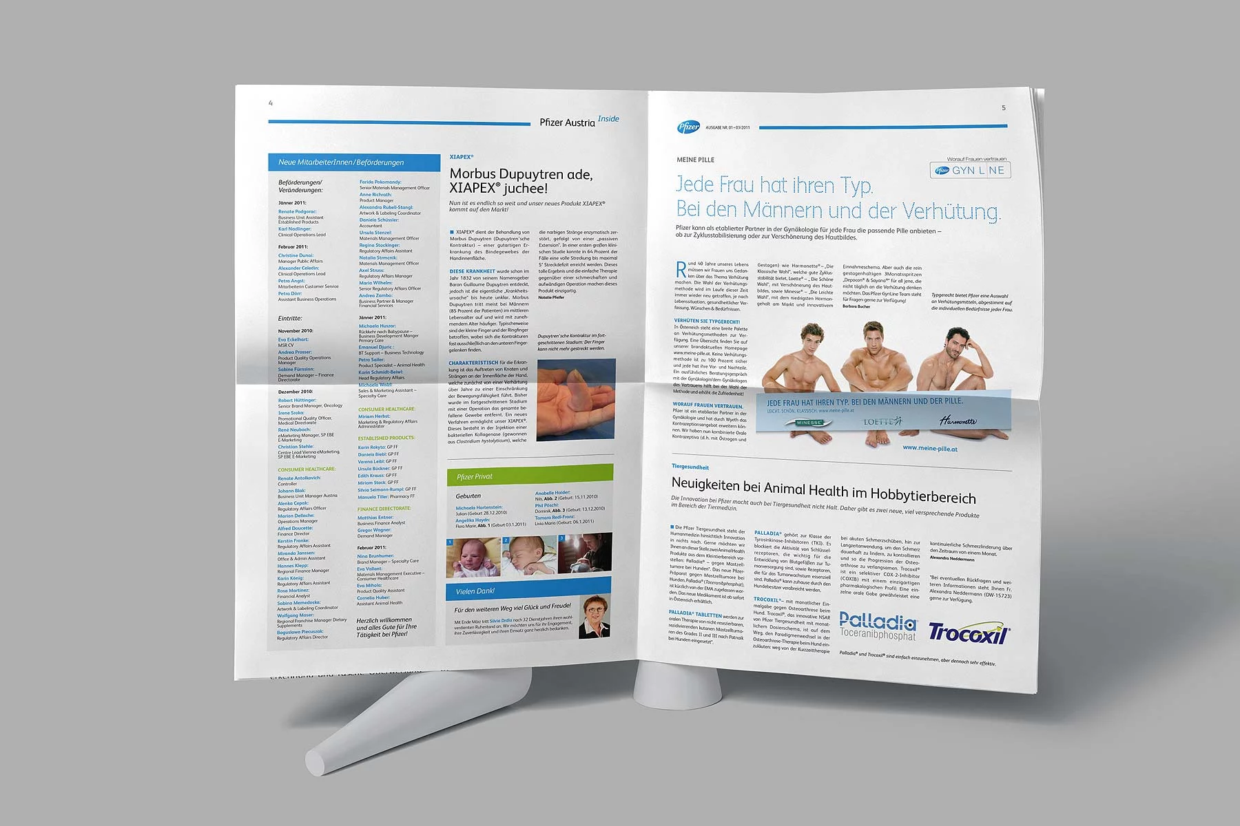 Innenseite Mitarbeitermagazin Pfizer Austria 2011