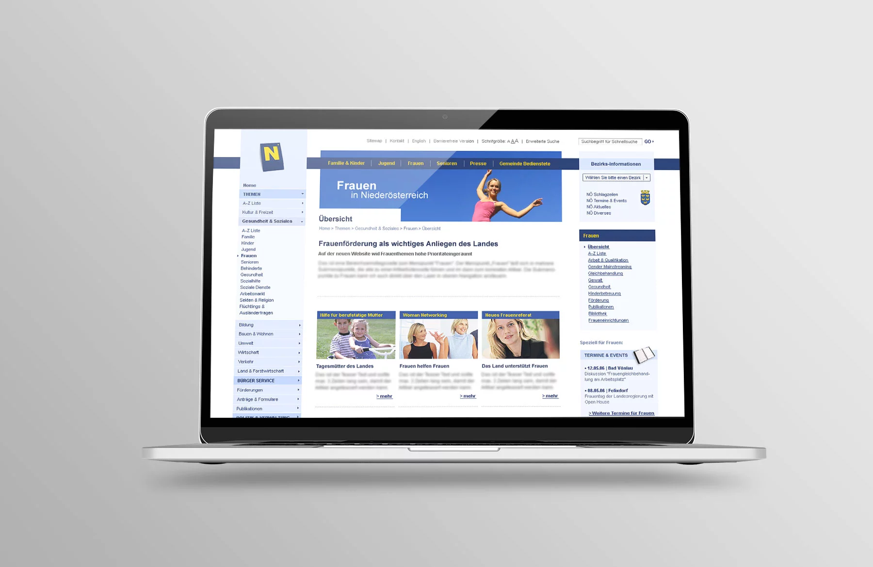 Laptop Ansicht Innenseite Frauen noe.gv.at (bis 2016)